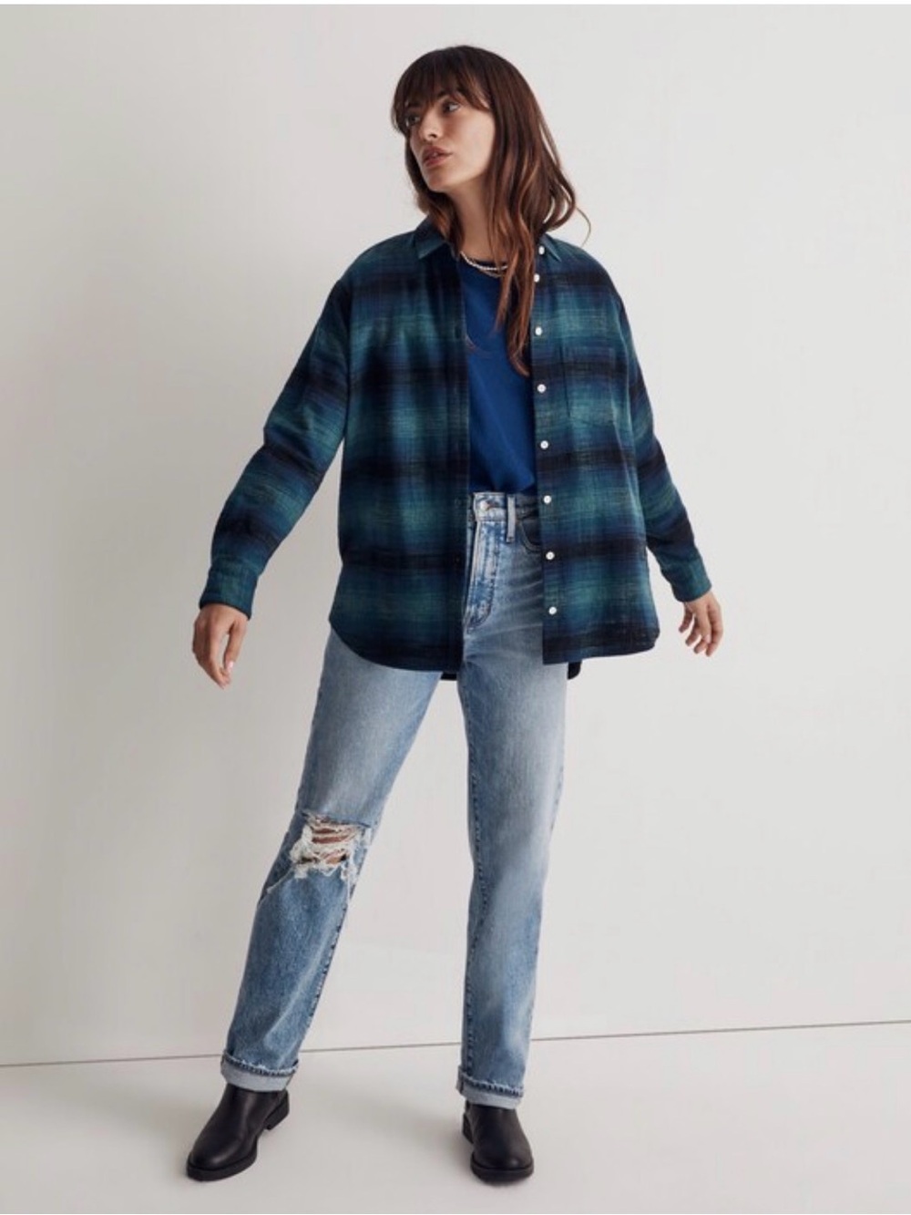Madewell Slub Flannel Oversized Ex-Boyfriend Shirt in Plaid Women’s